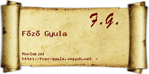 Főző Gyula névjegykártya